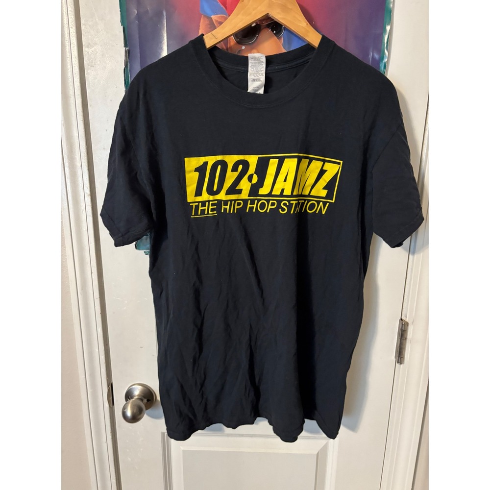 y2k 102.7 JAMZ The Hip Hop Station Radio Promo T-Shirt Black Mens Large L